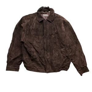 Savile Row Outerwear Genuine Suede Leather Jacket Mens Medium Zip Bomber Brown